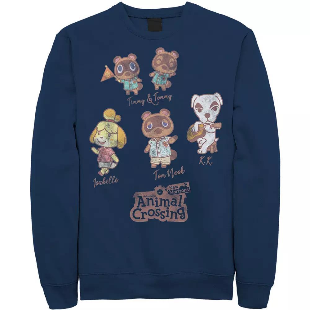 Men's Nintendo Character Textbook Group Shot Text Sweatshirt, Size: Large, Blue Product Image