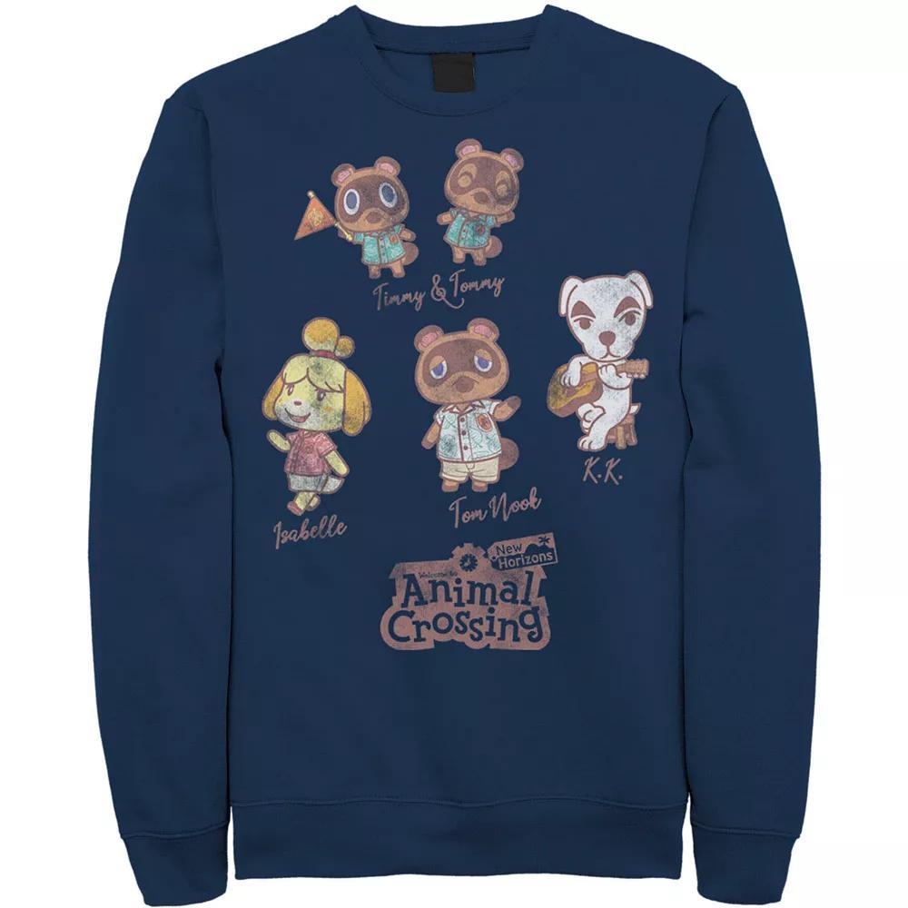 Men's Nintendo Character Textbook Group Shot Text Sweatshirt, Size: Large, Blue Product Image