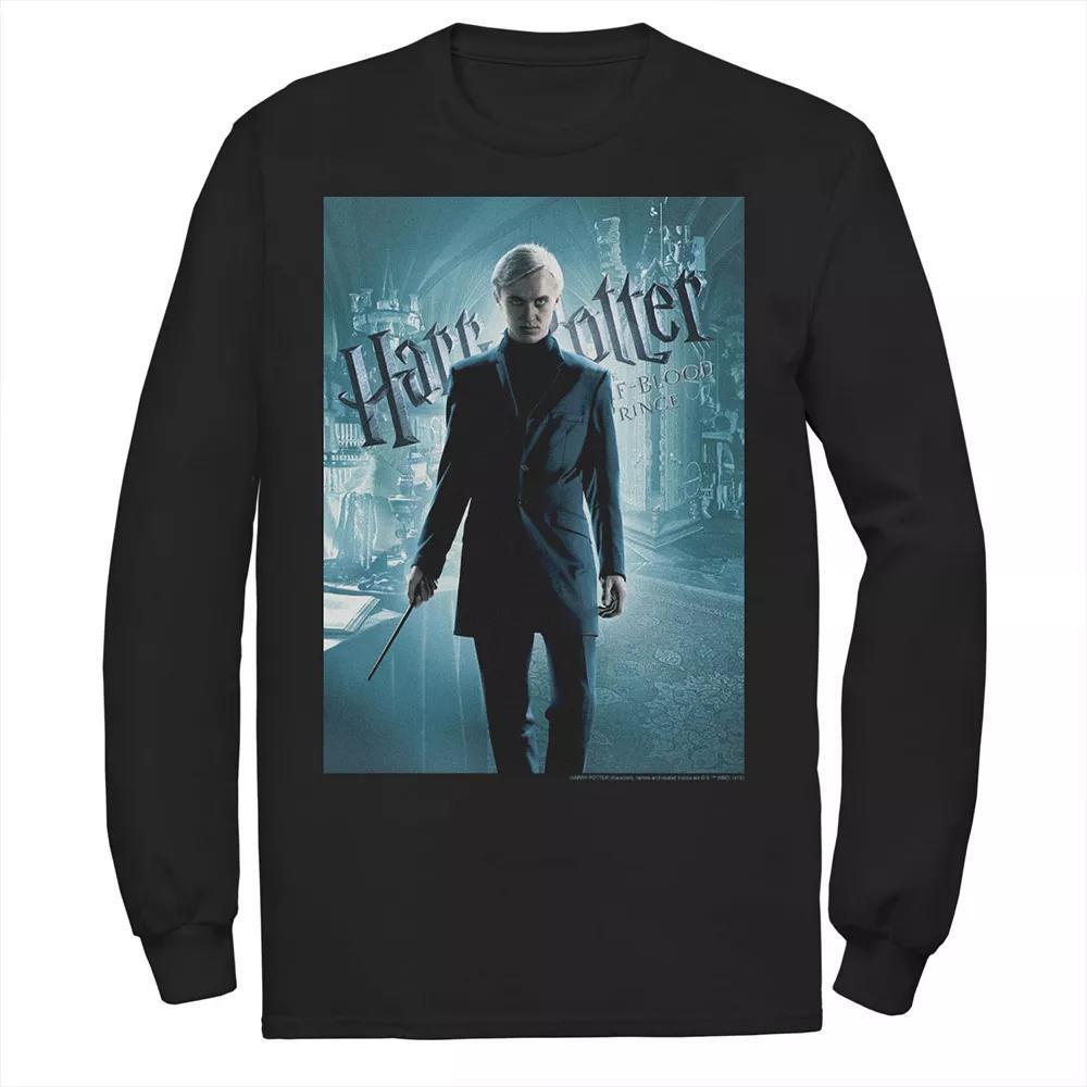 Men's Harry Potter Half-Blood Prince Draco Malfoy Character Poster Long Sleeve Graphic Tee, Size: Large, Black Product Image