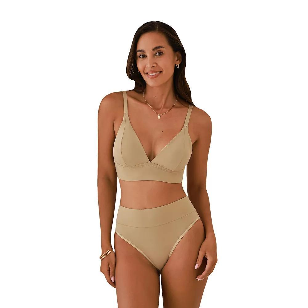 Cupshe Nude Bra & Mid-Rise Underwear Set, Women's, Size: Small, Natural Product Image