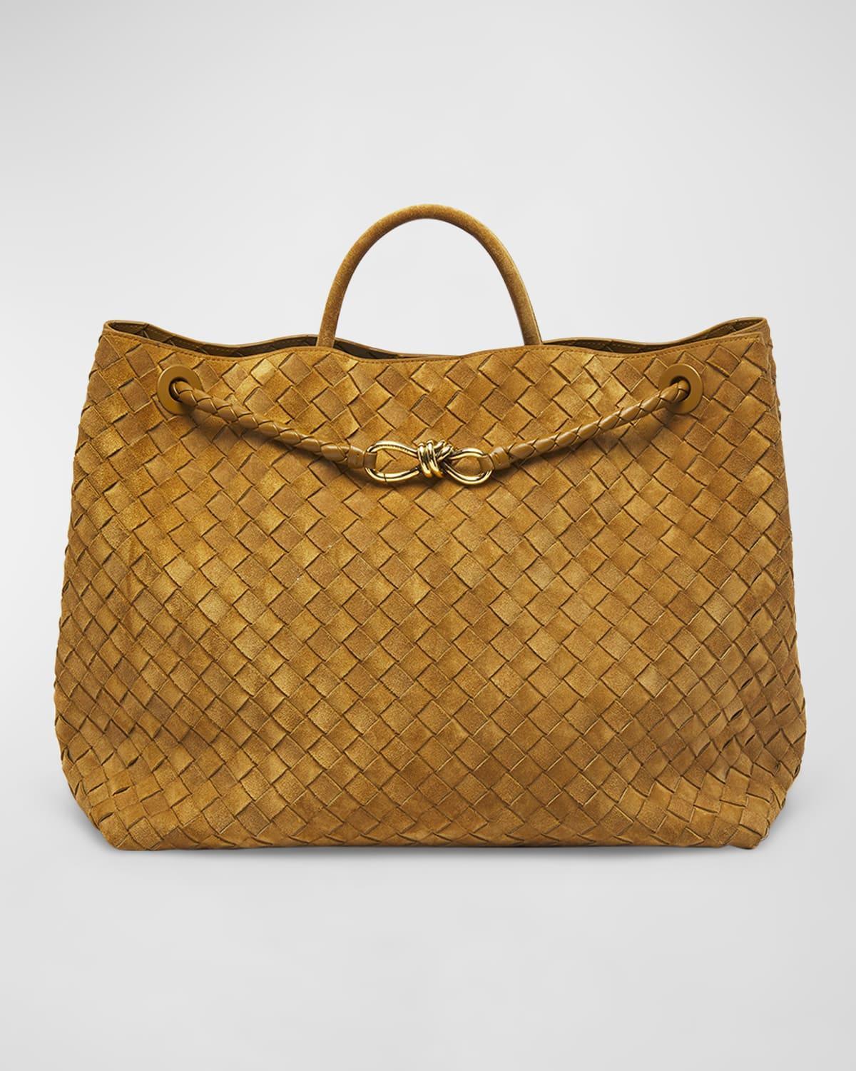 Womens Large Andiamo Intrecciato Suede Top-Handle Bag Product Image