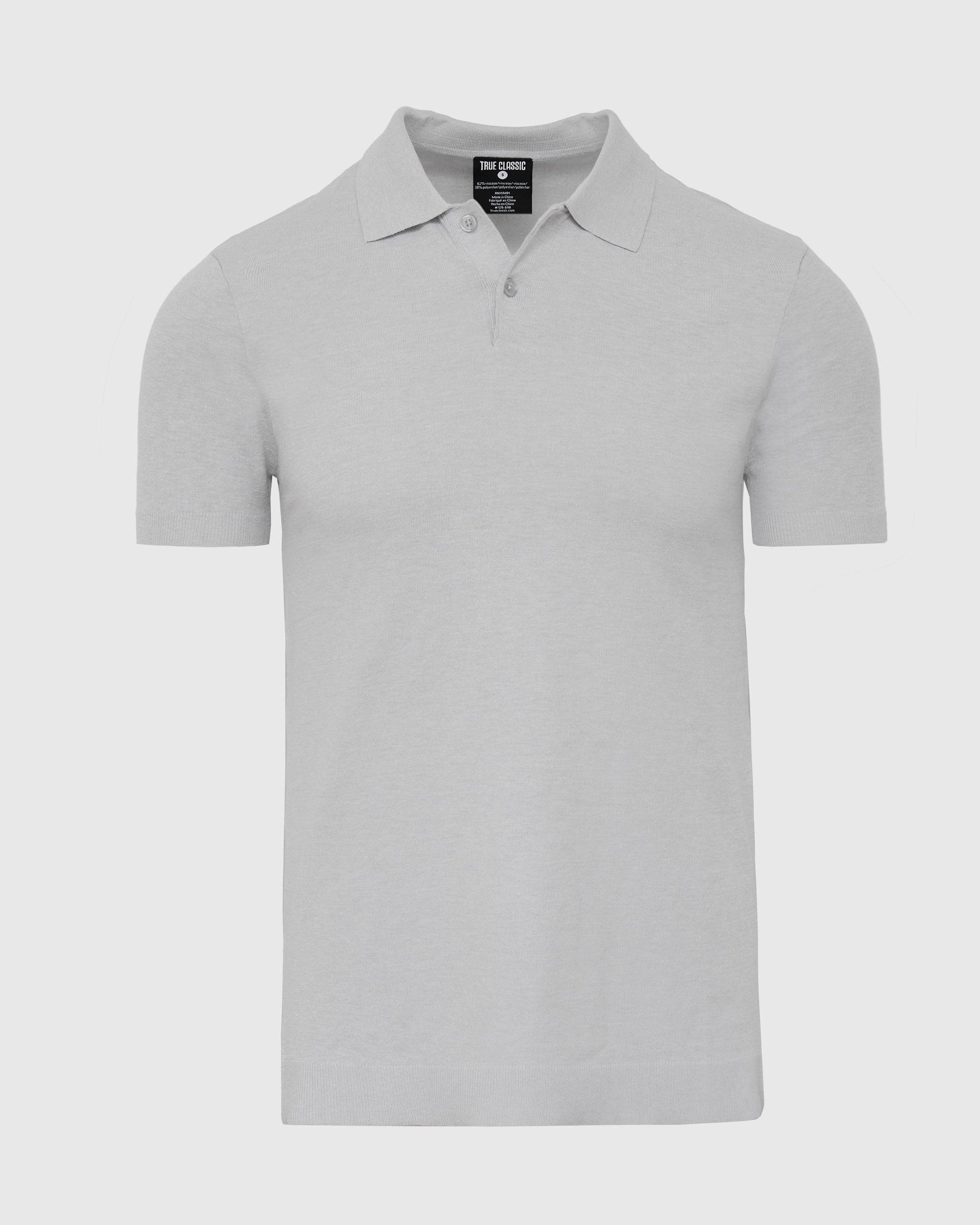 Heather Gray Short Sleeve Sweater Polo Product Image