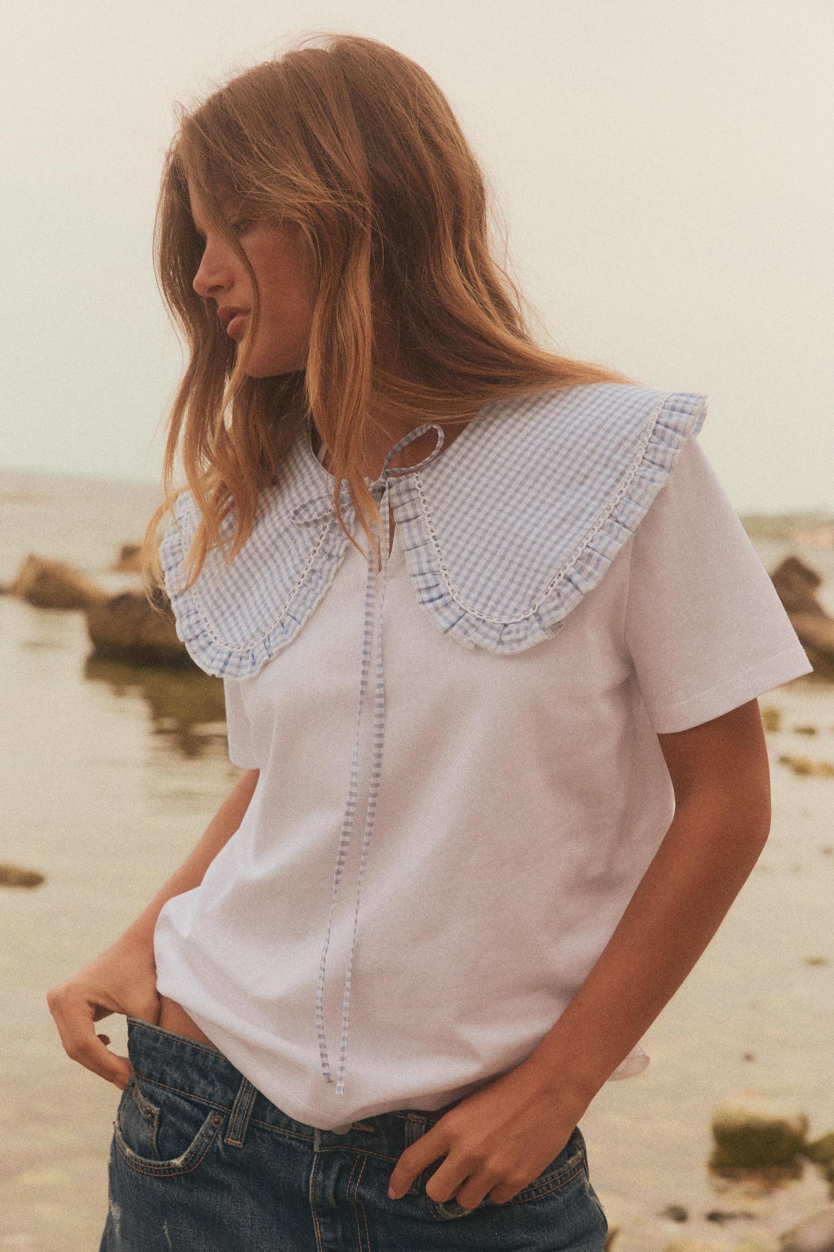 GINGHAM CHECK COMBINATION T-SHIRT Product Image
