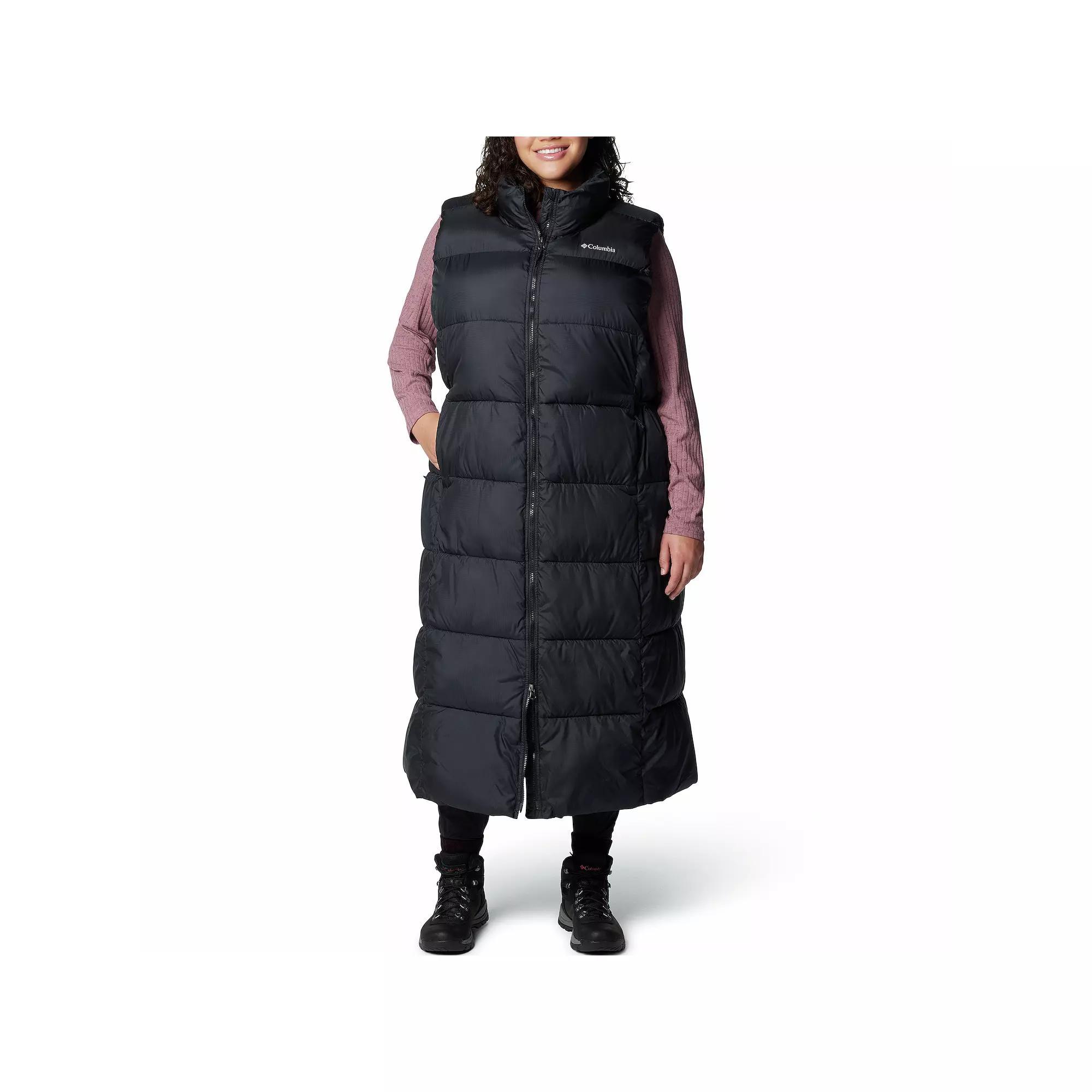 Plus Size Columbia Long Puffer Vest, Women's, Size: 2XL, Black Product Image