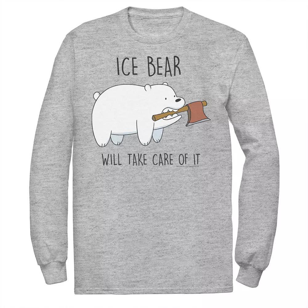 Men's Cartoon Network Bare Bears Ice Bear Take Care Of It Axe Long Sleeve Tee, Size: XXL, Athletic Grey Product Image