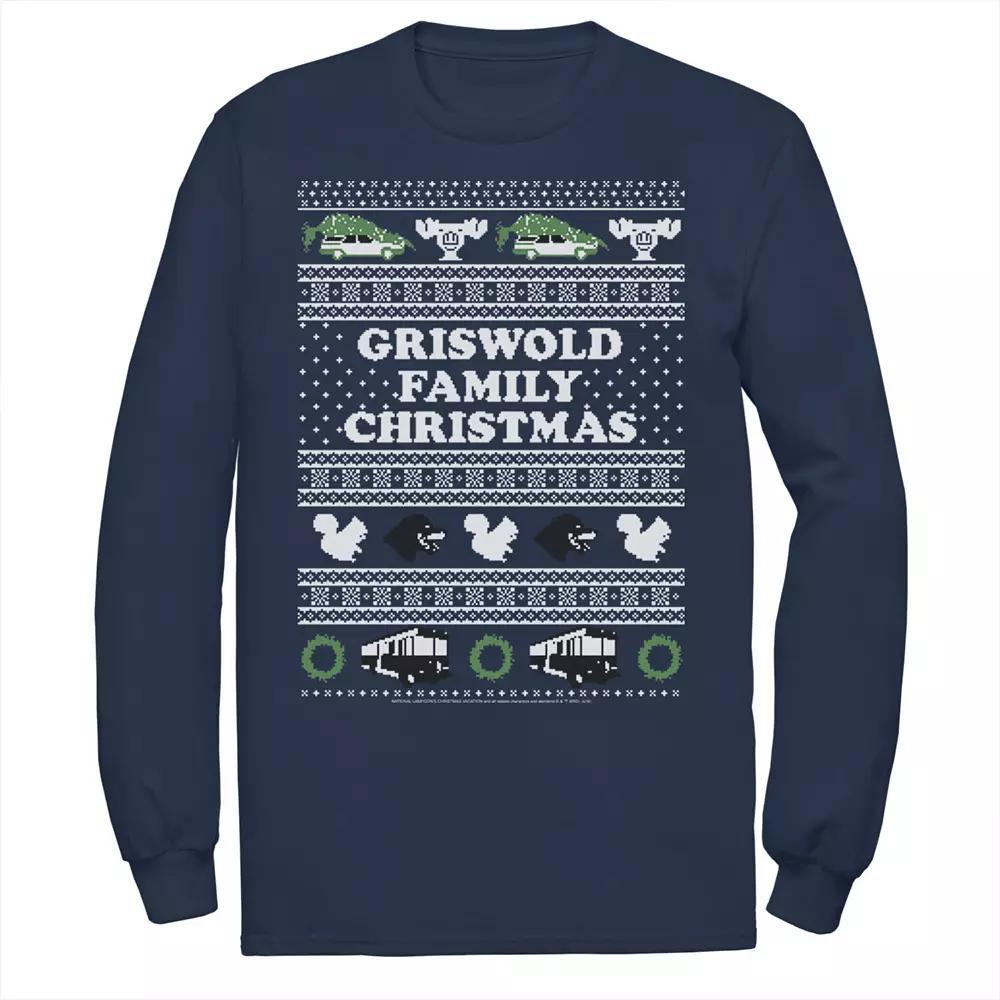 Men's National Lampoon's Christmas Vacation Logo Ugly Sweater Graphic Tee, Size: Small, Blue Product Image