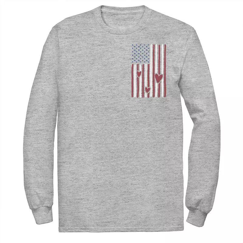 Men's Veterans Day American Flag Of Love Logo Tee, Size: XL, Athletic Grey Product Image