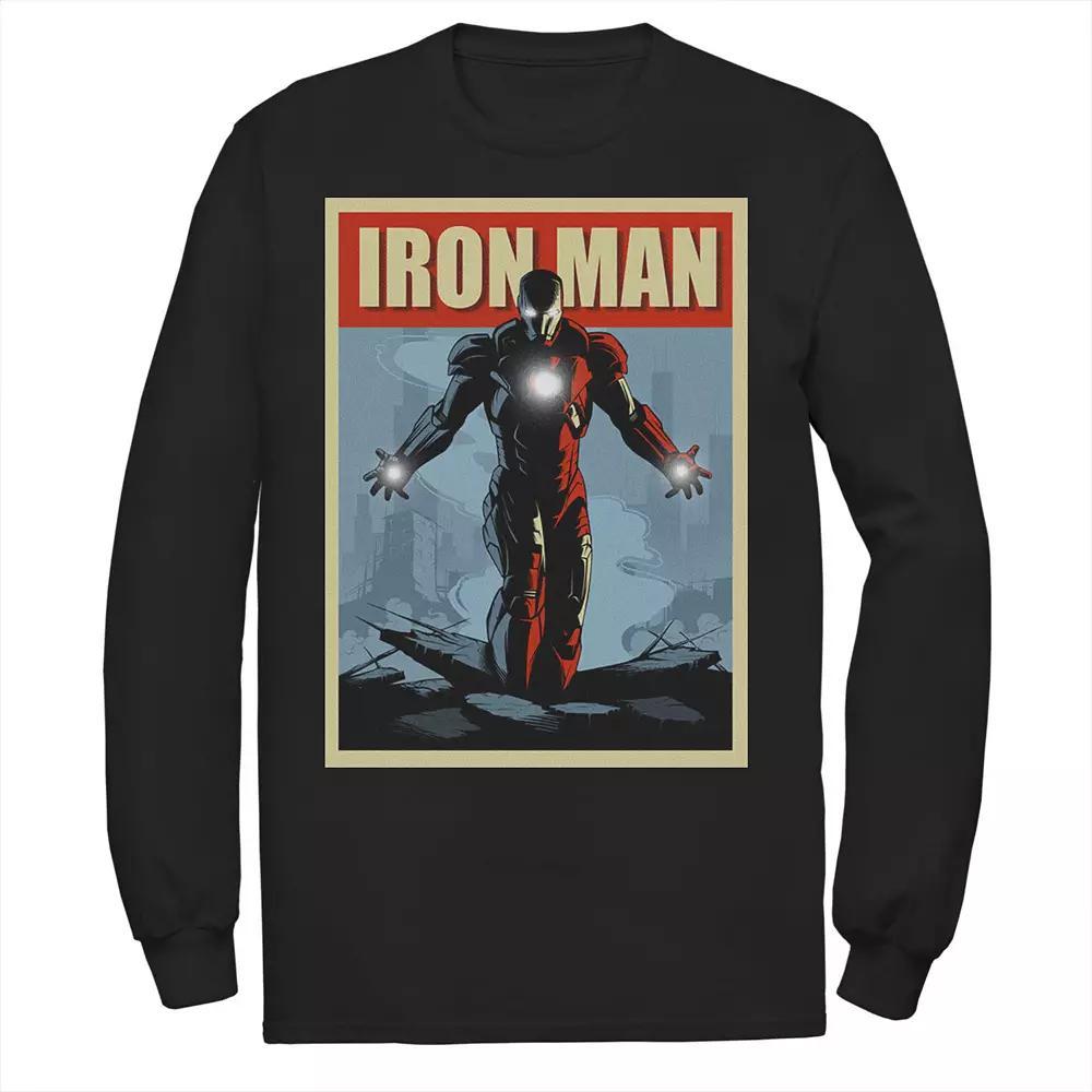 Men's Marvel Iron Man Rise From The Ashes Deco Style Long Sleeve Graphic Tee, Size: Small, Black Product Image
