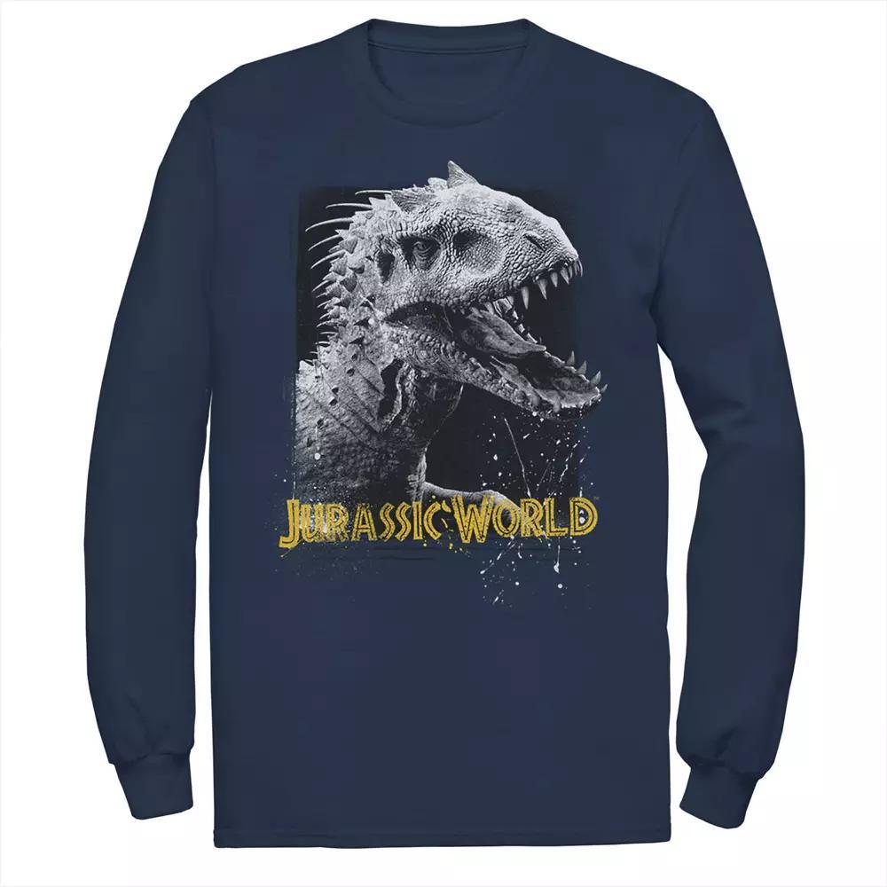 Men's Jurassic World Indominus Rex Profile View Long Sleeve Graphic Tee, Size: Small, Blue Product Image