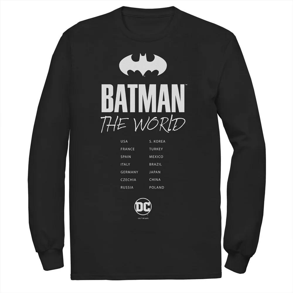 Men's Batman: The World White Bat Logo Stamp Tee, Boy's, Size: Small, Black Product Image