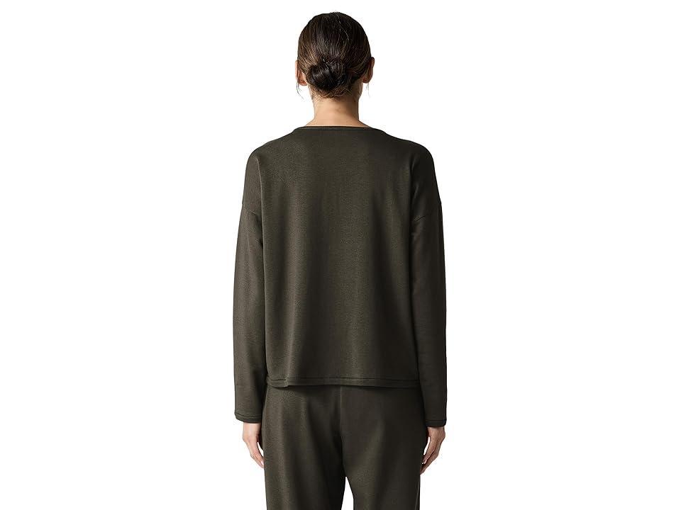 Eileen Fisher Round Neck Cropped Box Top (Wren) Women's Clothing Product Image
