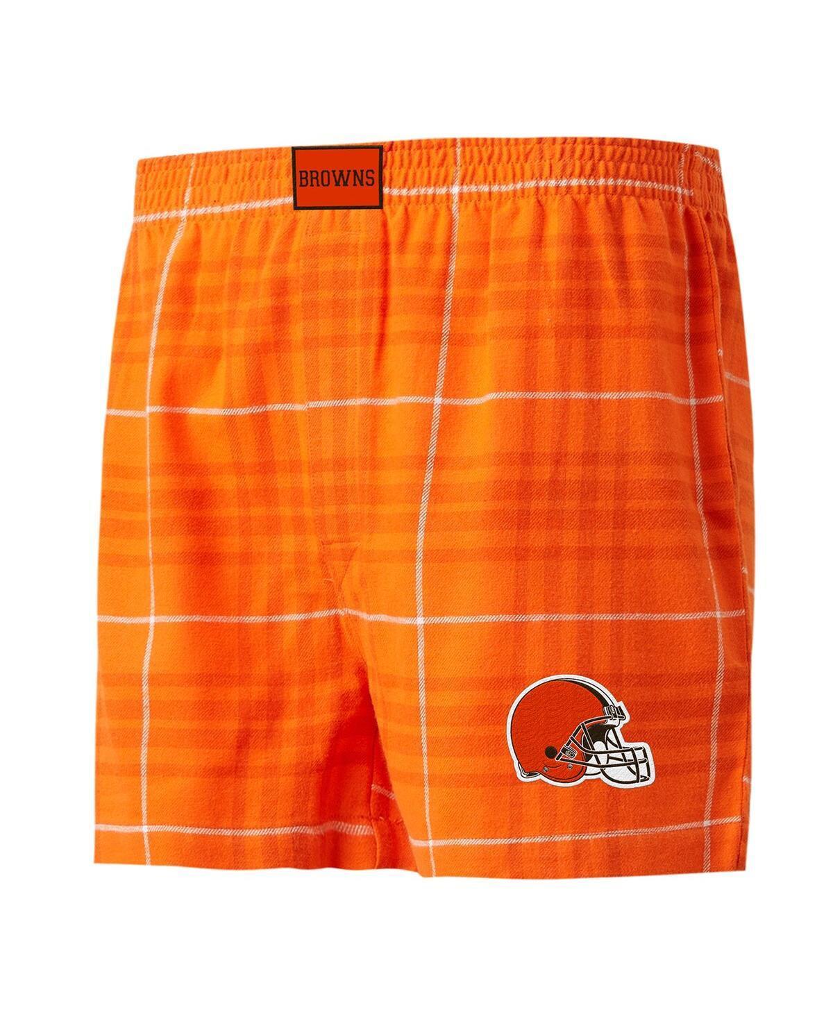 Men's Concepts Sport Orange/White Cleveland Browns Concord Flannel Boxers, Size: 2XL Product Image