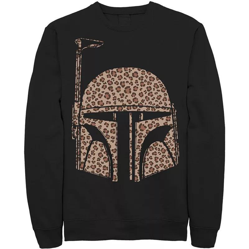 Men's Star Wars Boba Fett Helmet Cheetah Print Fill Sweatshirt, Size: 3XL, Blue Product Image
