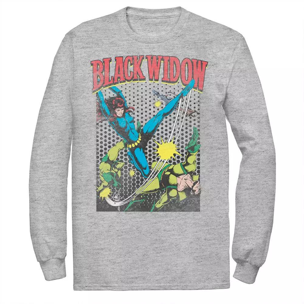 Men's Marvel Black Widow Classic Retro Comic Swing Tee, Size: XXL, Athletic Grey Product Image