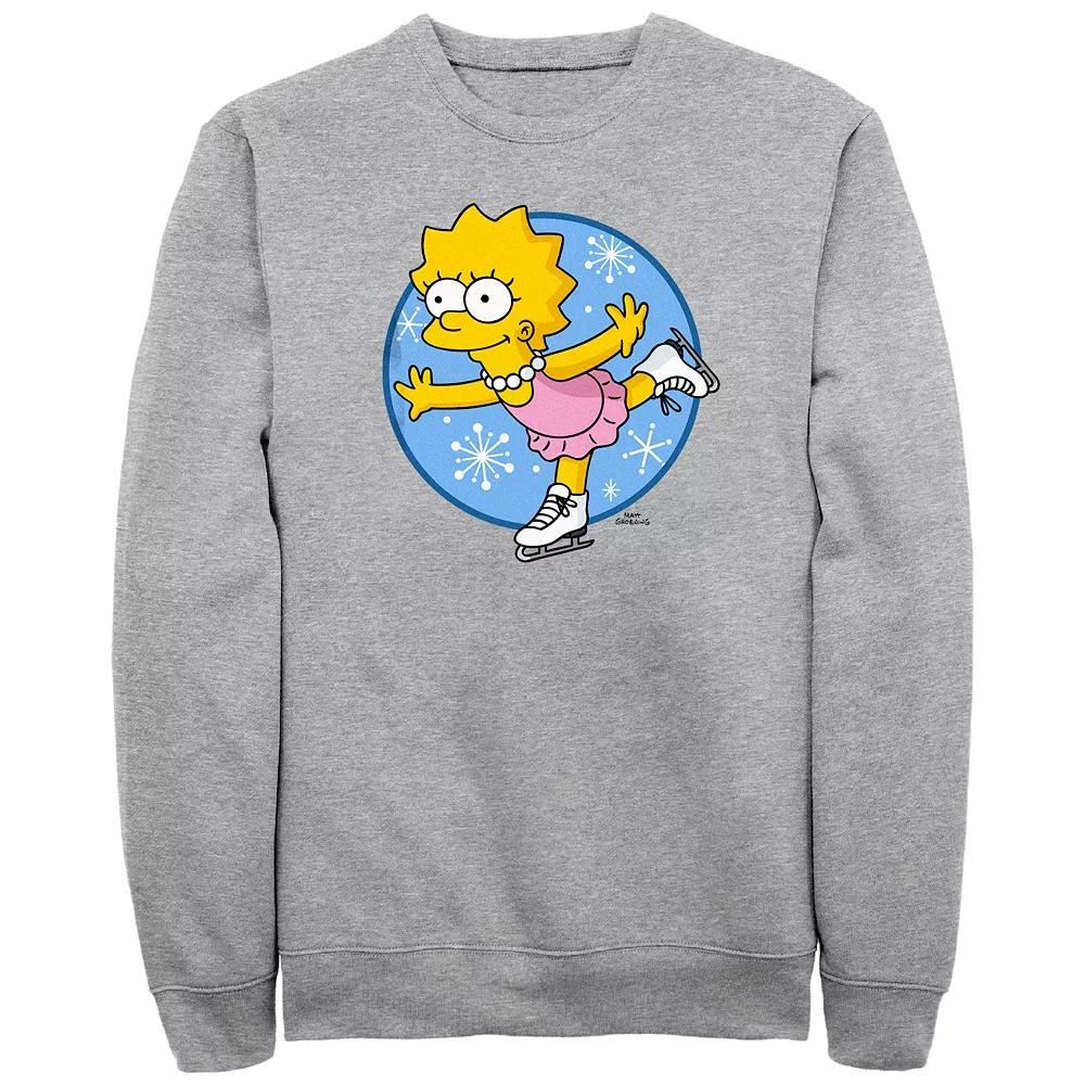 Men's The Simpsons Lisa Ice Skating Princess Graphic Fleece, Size: Small, Athletic Grey Product Image