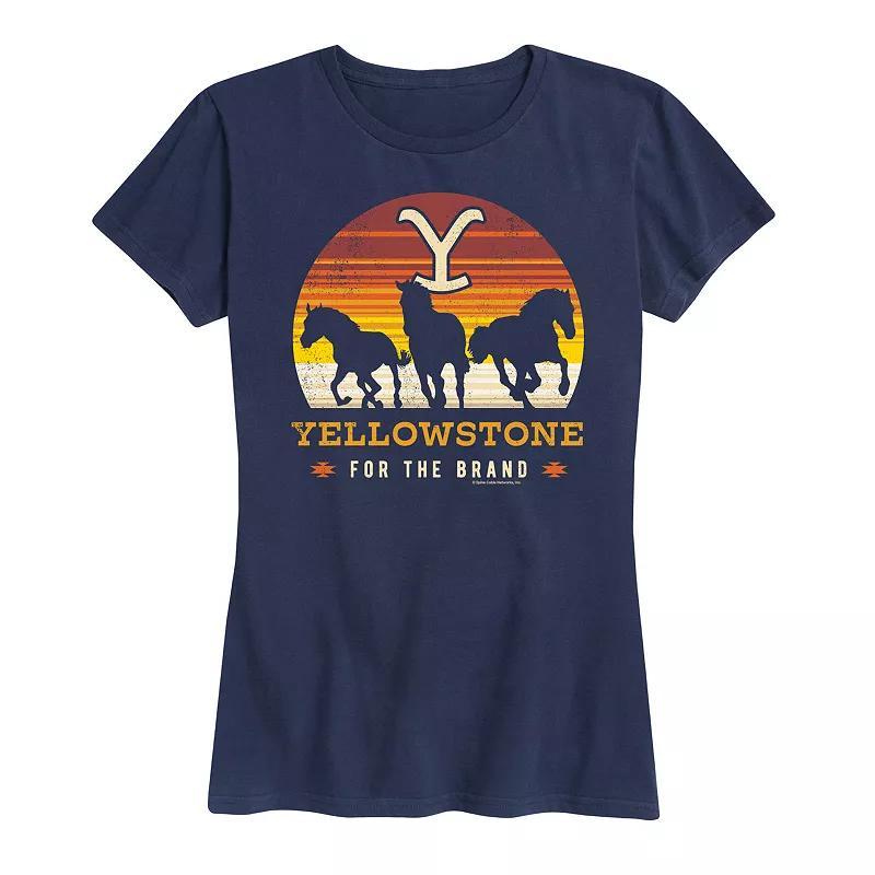 Womens Yellowstone Wild Horses Graphic Tee, Girls Blue Product Image