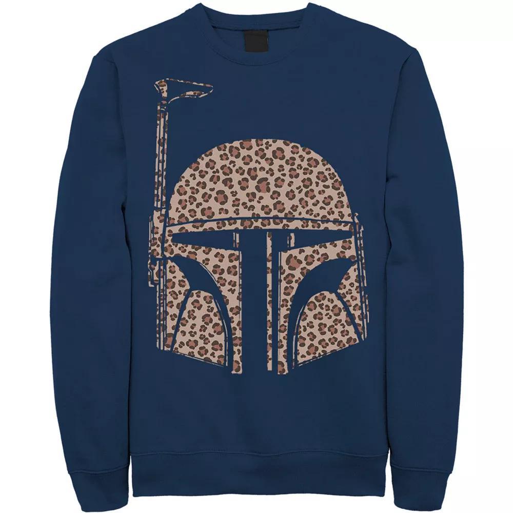 Men's Star Wars Boba Fett Helmet Cheetah Print Fill Sweatshirt, Size: 3XL, Blue Product Image
