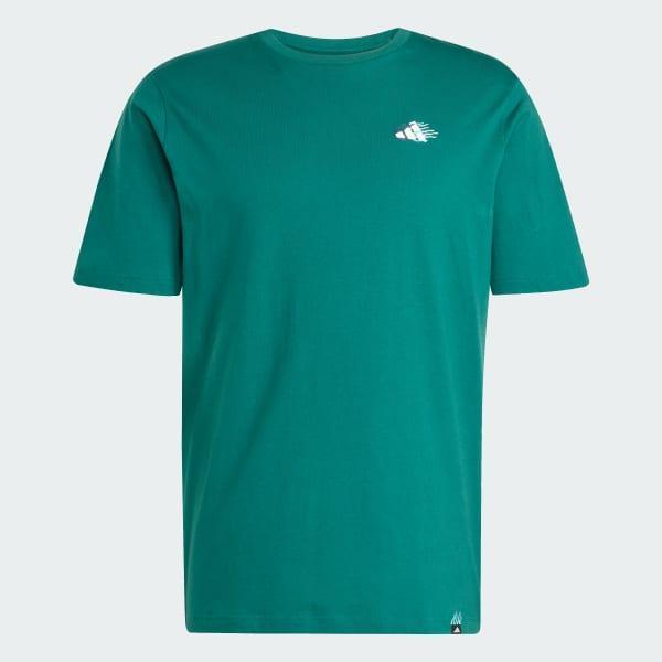 adidas Lounge Mini Embroidery Graphic Tee Collegiate Green S Mens Product Image