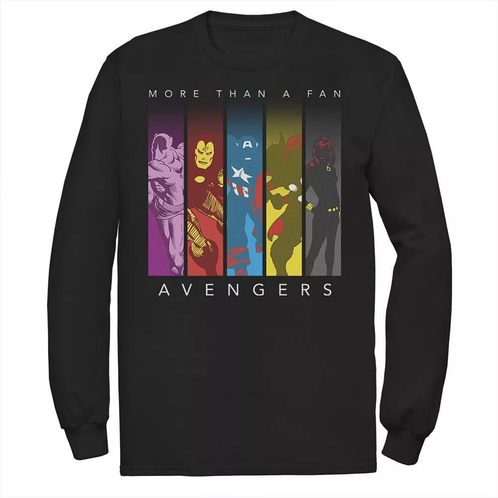 Men's Marvel Marvel Avengers More Than A Fan Colorful Panel Silhouette Long Sleeve Graphic Tee, Size: Small, Black Product Image