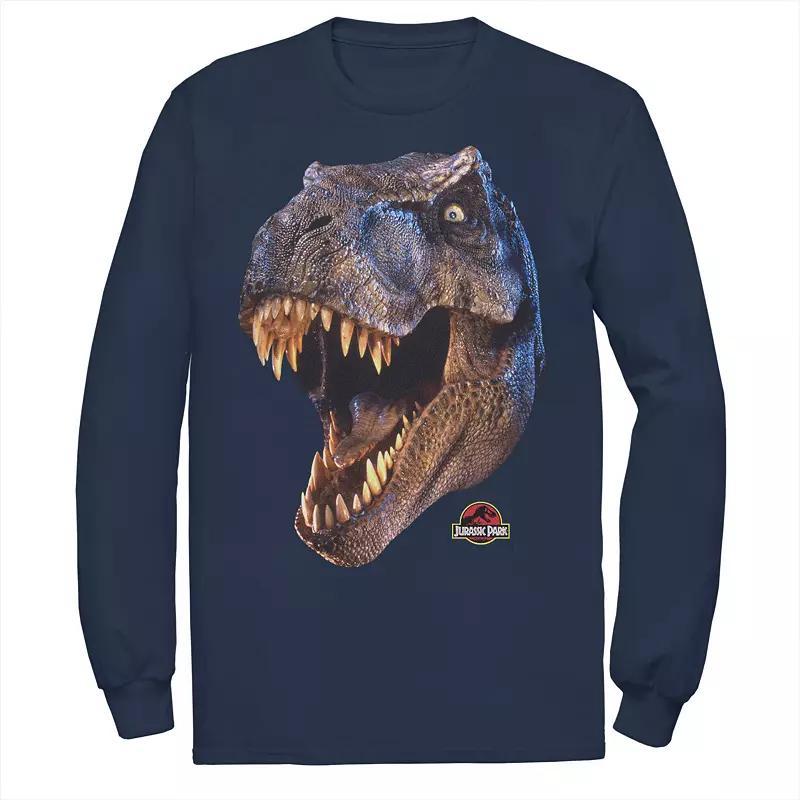 Men's Jurassic Park T-Rex Head Roar Long Sleeve Tee, Size: XXL, Blue Product Image