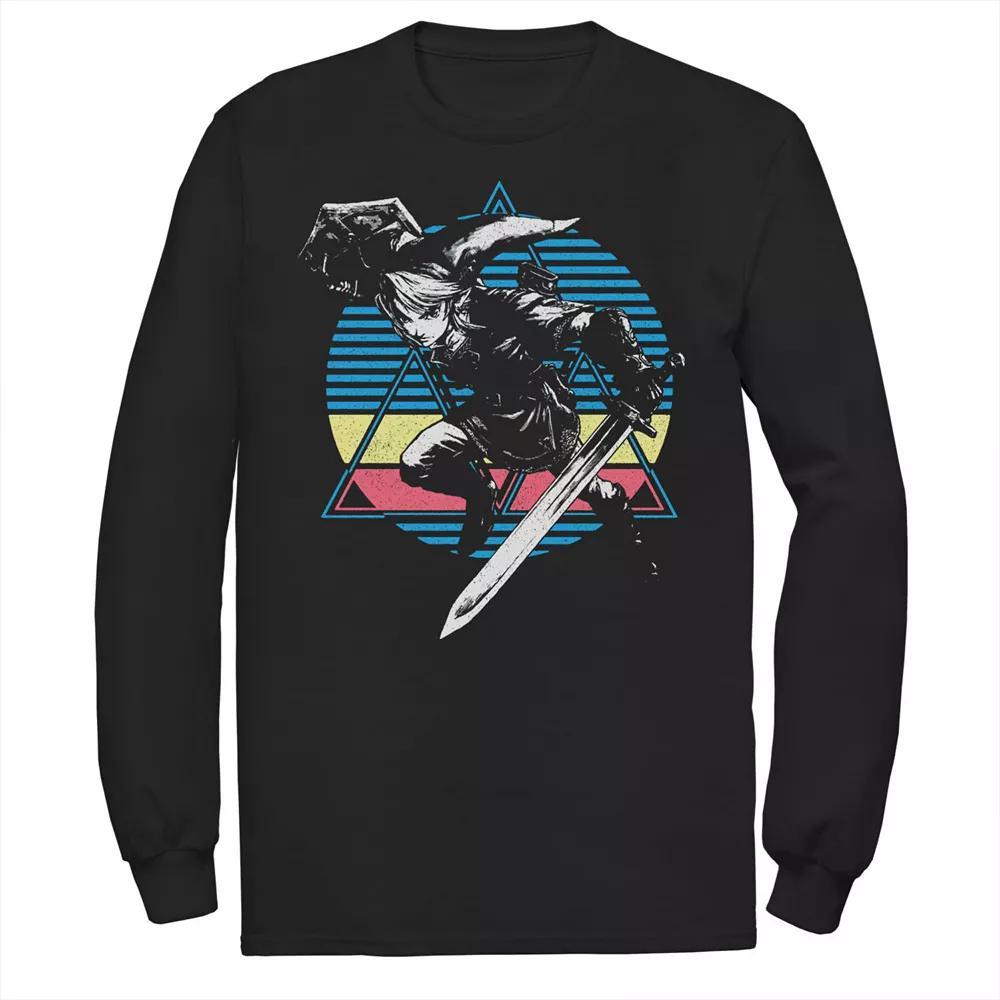 Big & Tall The Legend Of Zelda Link Stripes Background Long Sleeve, Men's, Size: Large Tall, Black Product Image