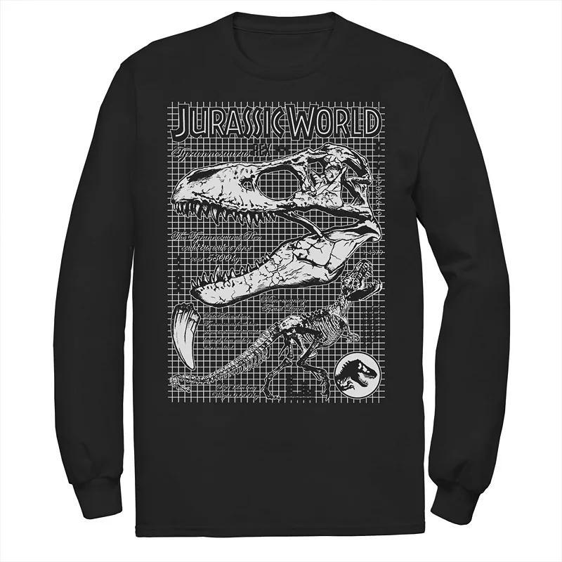 Men's Jurassic World Two T-Rex Bones Schematic Long Sleeve Graphic Tee, Size: Large, Blue Product Image