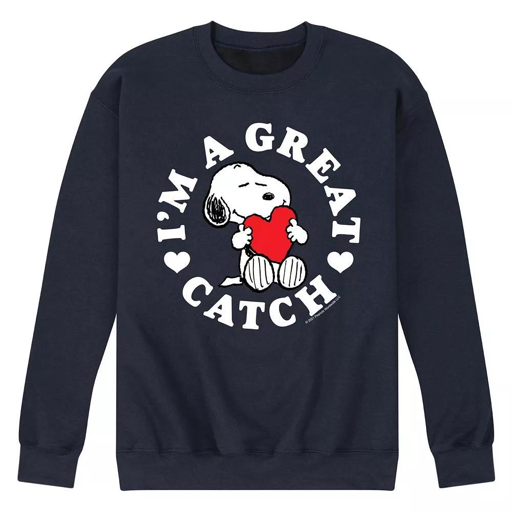 Mens Peanuts Great Catch Fleece Sweatshirt Product Image