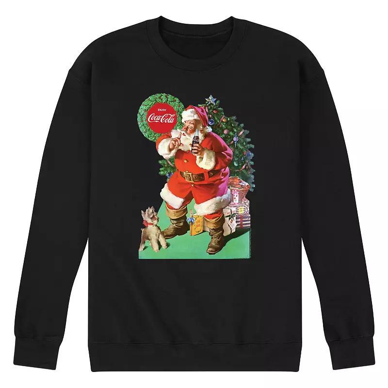Men's CocaCola Vintage Santa with Dog Sweatshirt, Size: Large, Blue Product Image