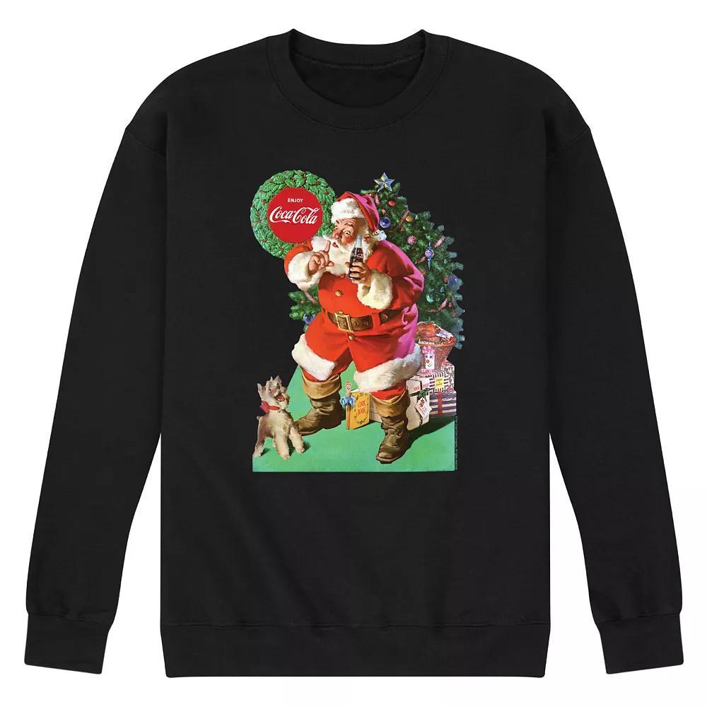 Men's CocaCola Vintage Santa with Dog Sweatshirt, Size: Large, Blue Product Image