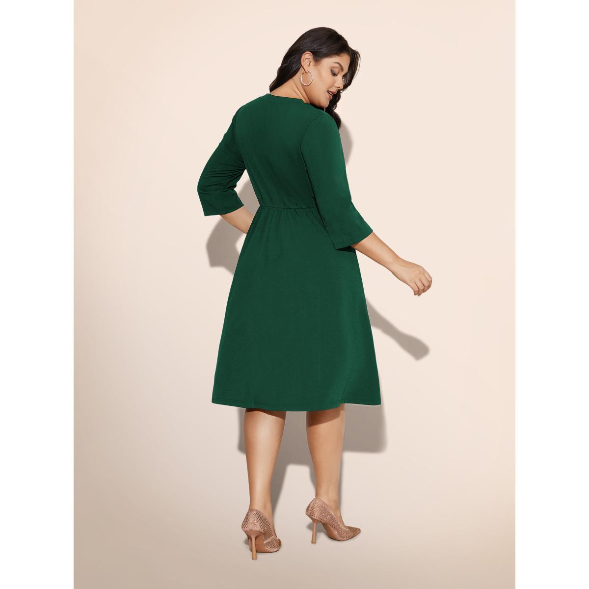 Plus Size Heart Neckline Patchwork Sequin Button Detail Dress Watermelon Women Cocktail Texture Party Curvy Bloomchic 18-20/2X Product Image