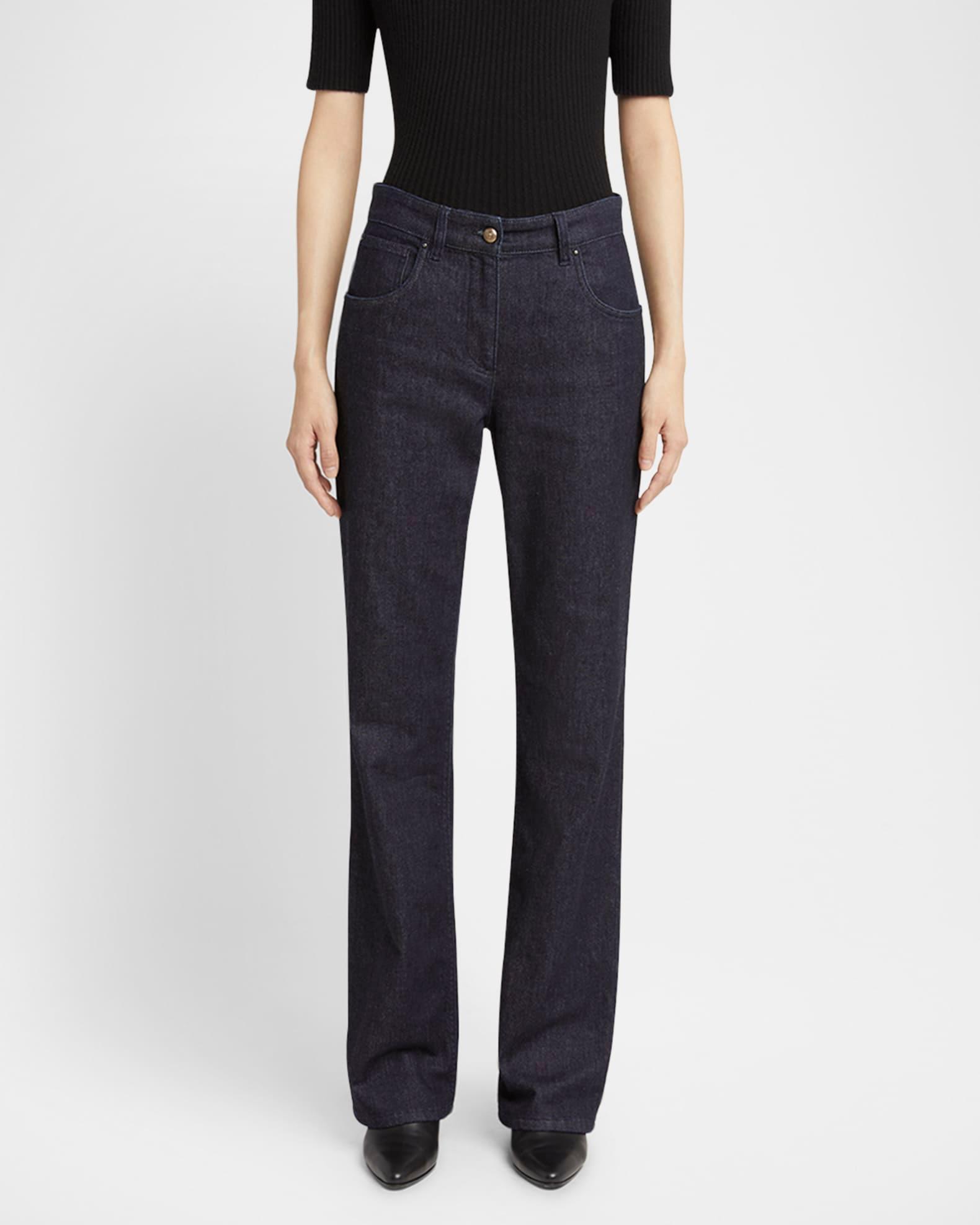 Cotton-Cashmere Denim Straight-Leg Trousers Product Image