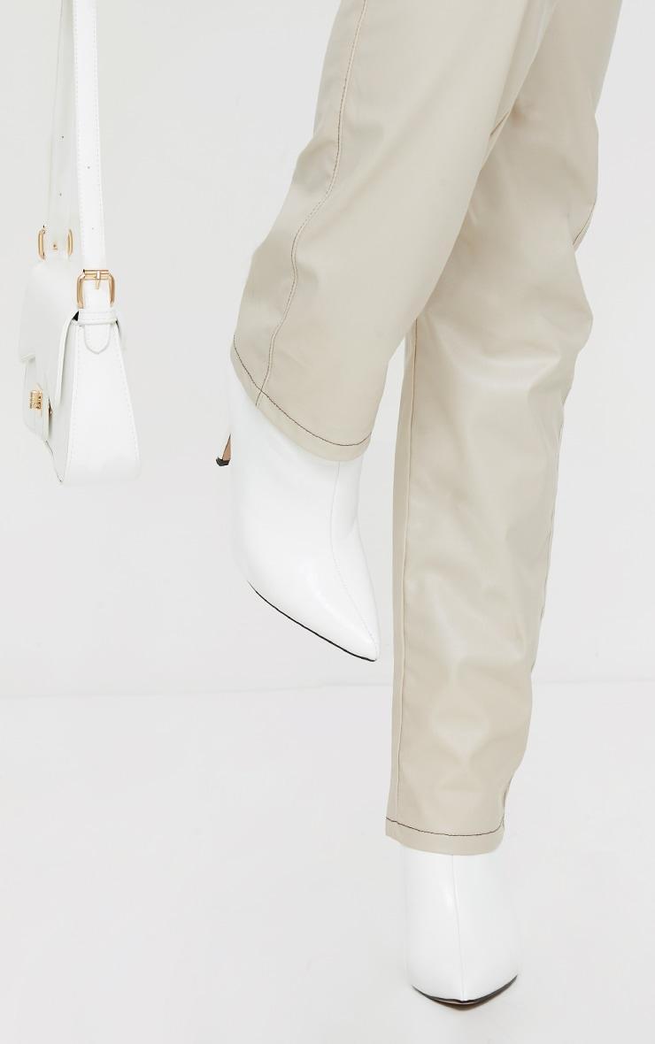 White Wide Fit Mid Heel Pointed Ankle Boots Product Image