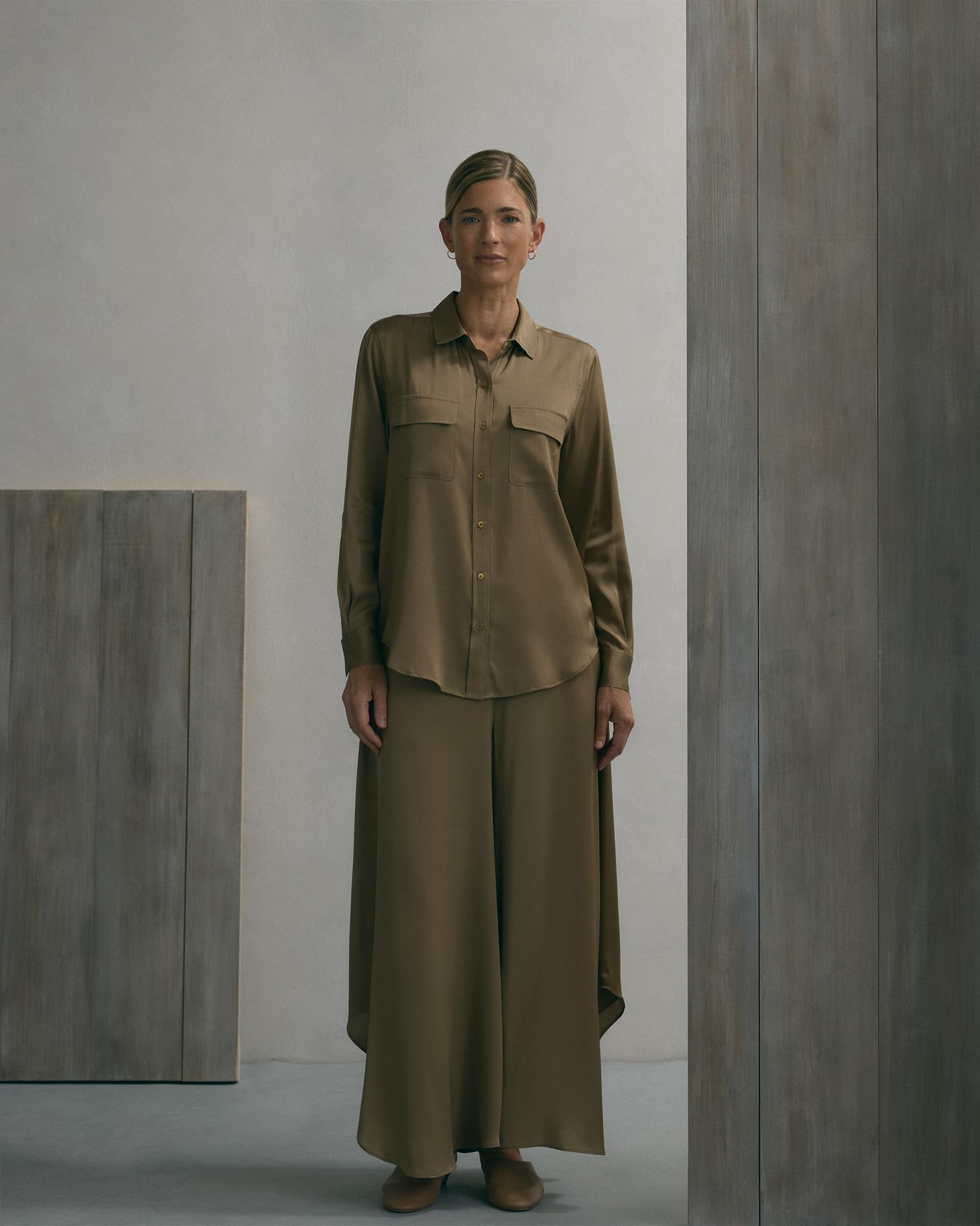 Quince | Women's Washable Stretch Silk Utility Long Sleeve Blouse Product Image