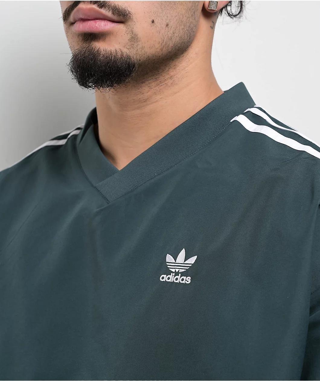 adidas Adicolor Woven Mineral Green Crewneck Windbreaker Jacket Product Image