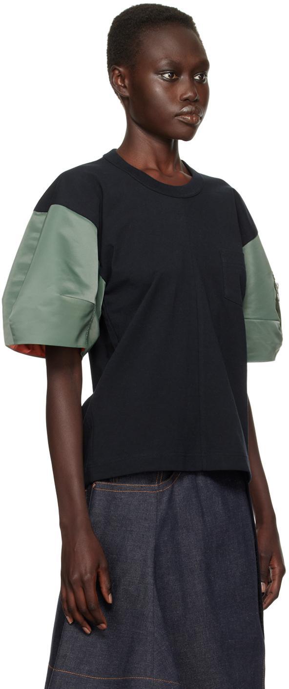 SACAI Nylon Twill X Cotton Jersey T-shirt In Blue Product Image