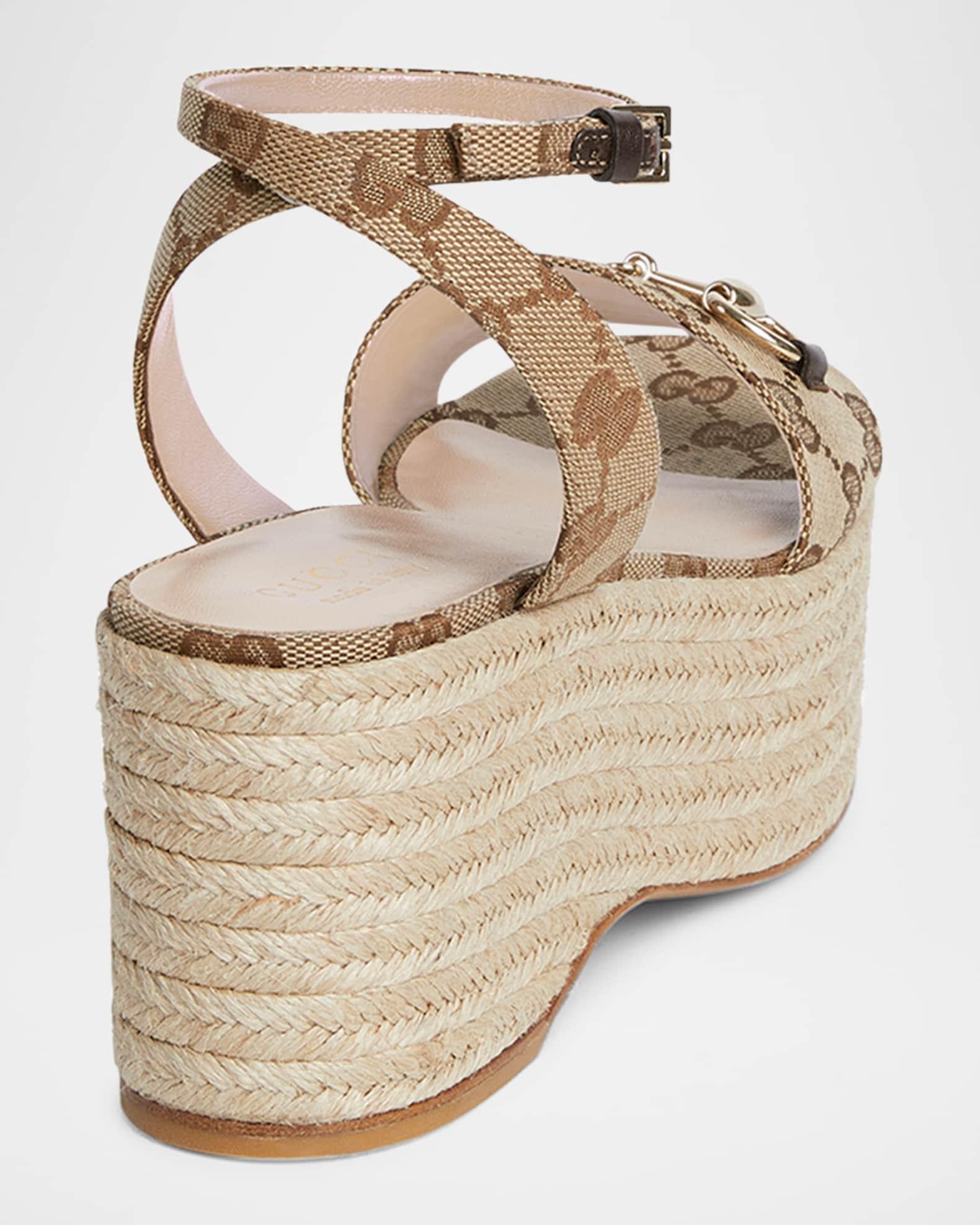 Lady Horsebit GG Platform Espadrille Sandals  Product Image