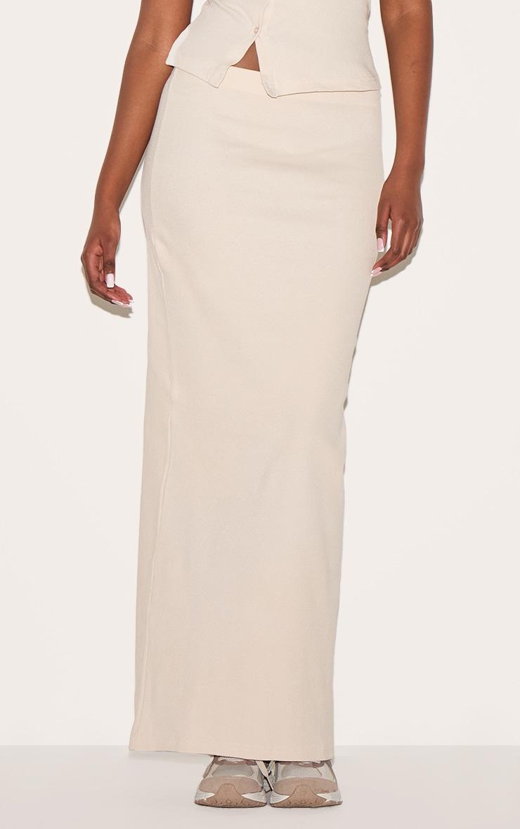 Beige Ribbed Maxi Skirt Product Image