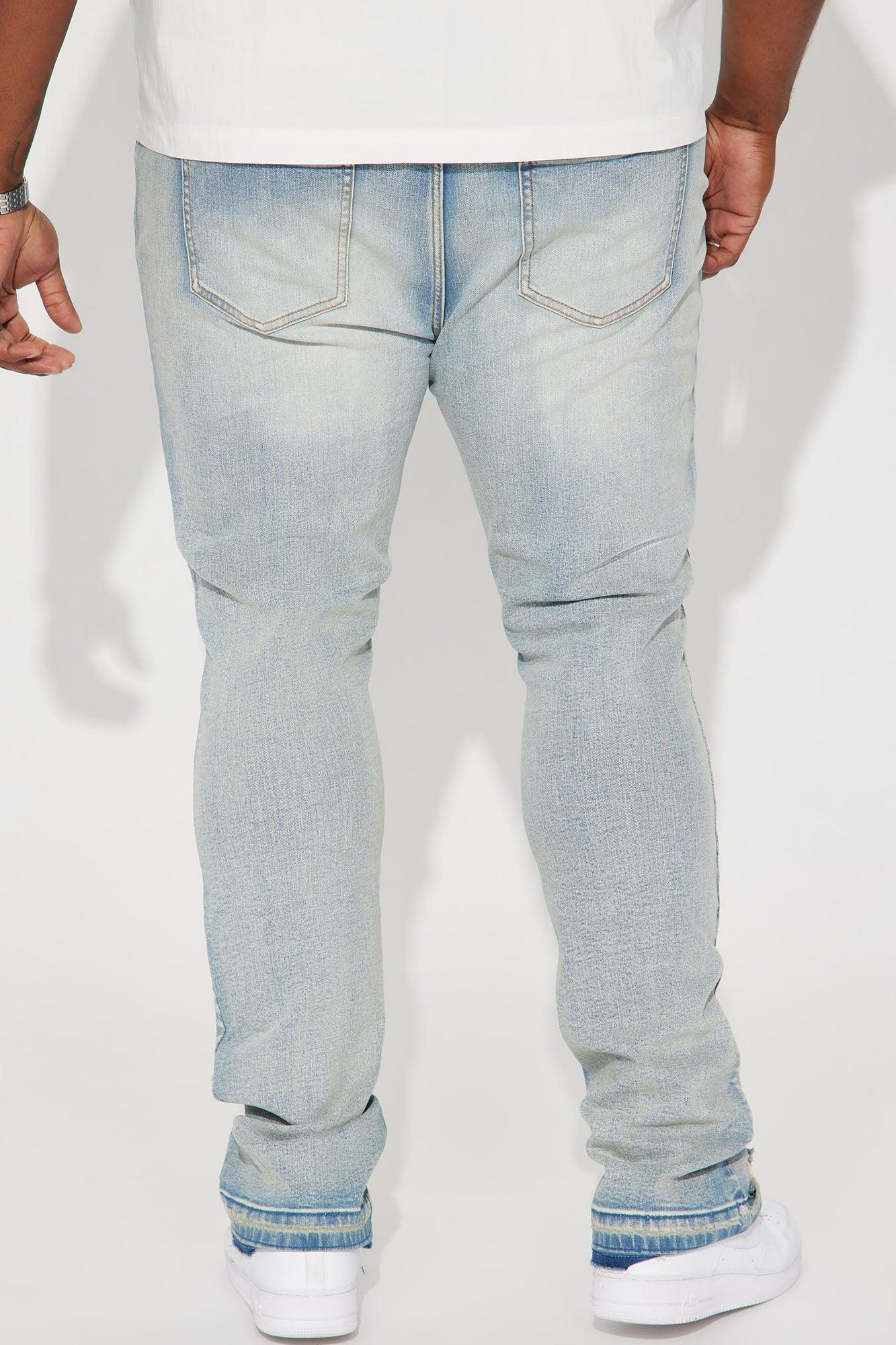 Torn Apart Stacked Skinny Flare Jeans - Light Blue Wash Product Image