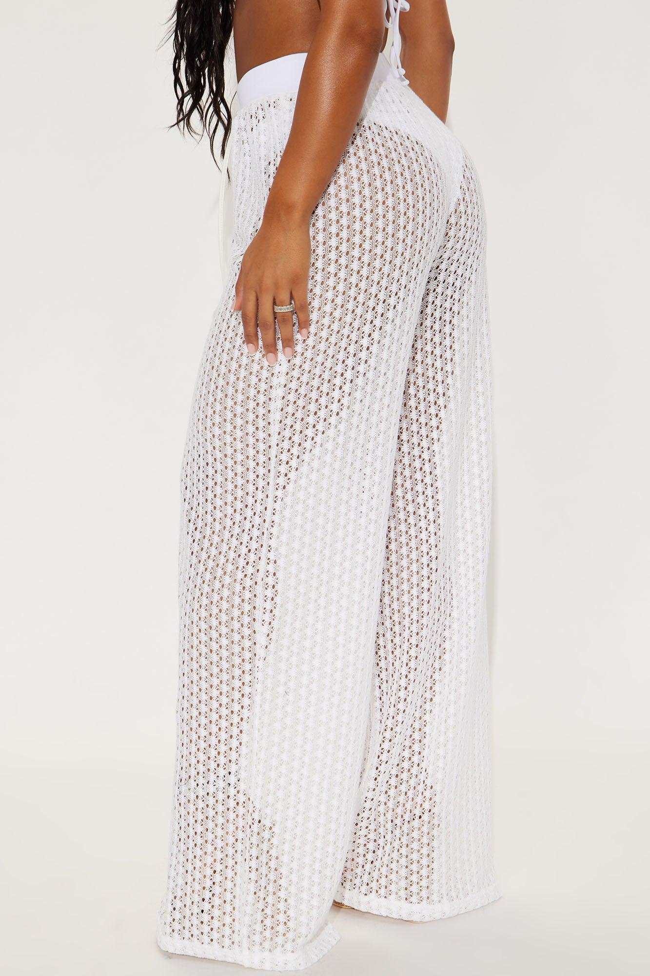 Abby Swim Cover Up Pants - White Product Image