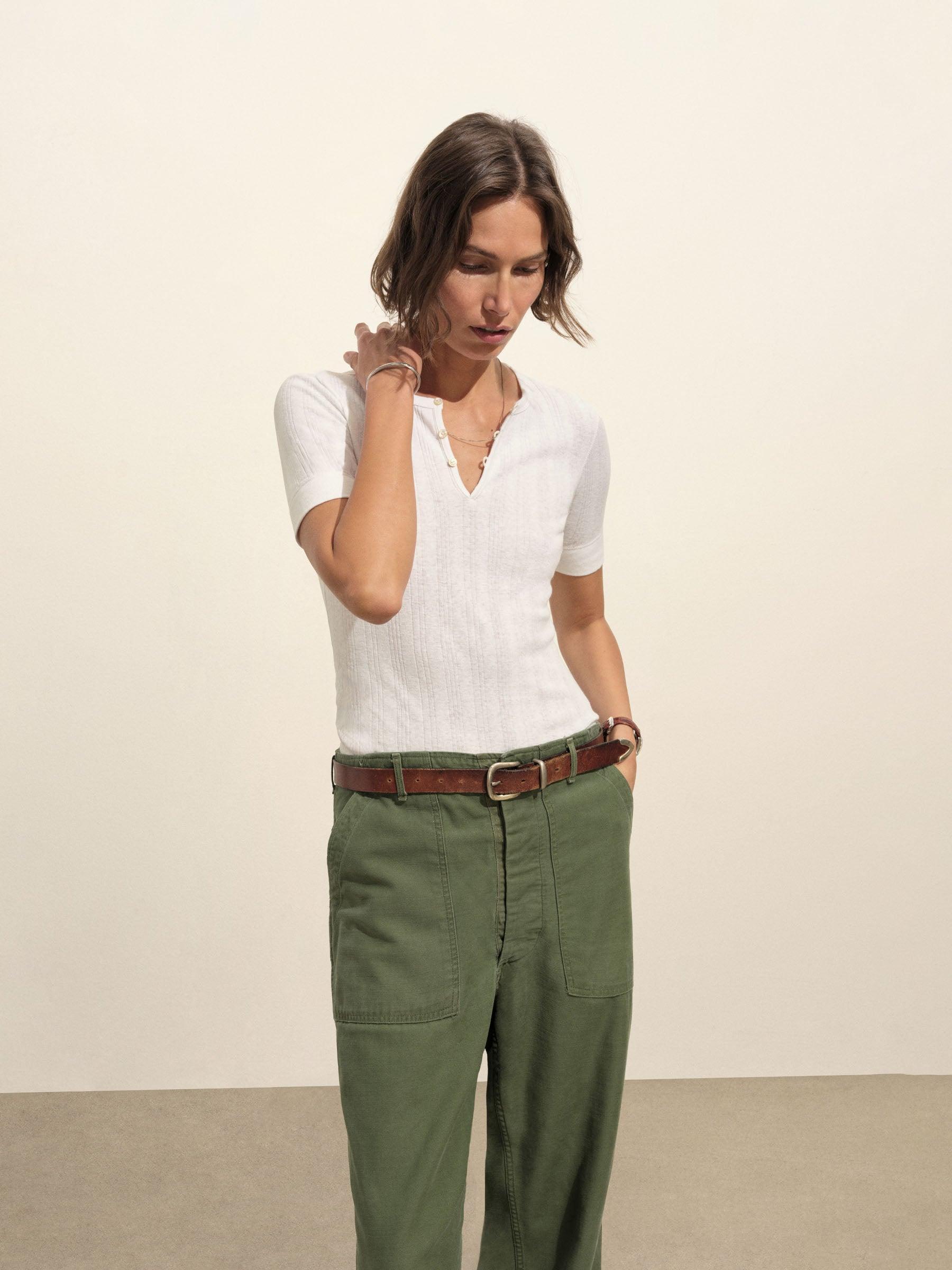 White Heirloom Rib Base Henley Product Image