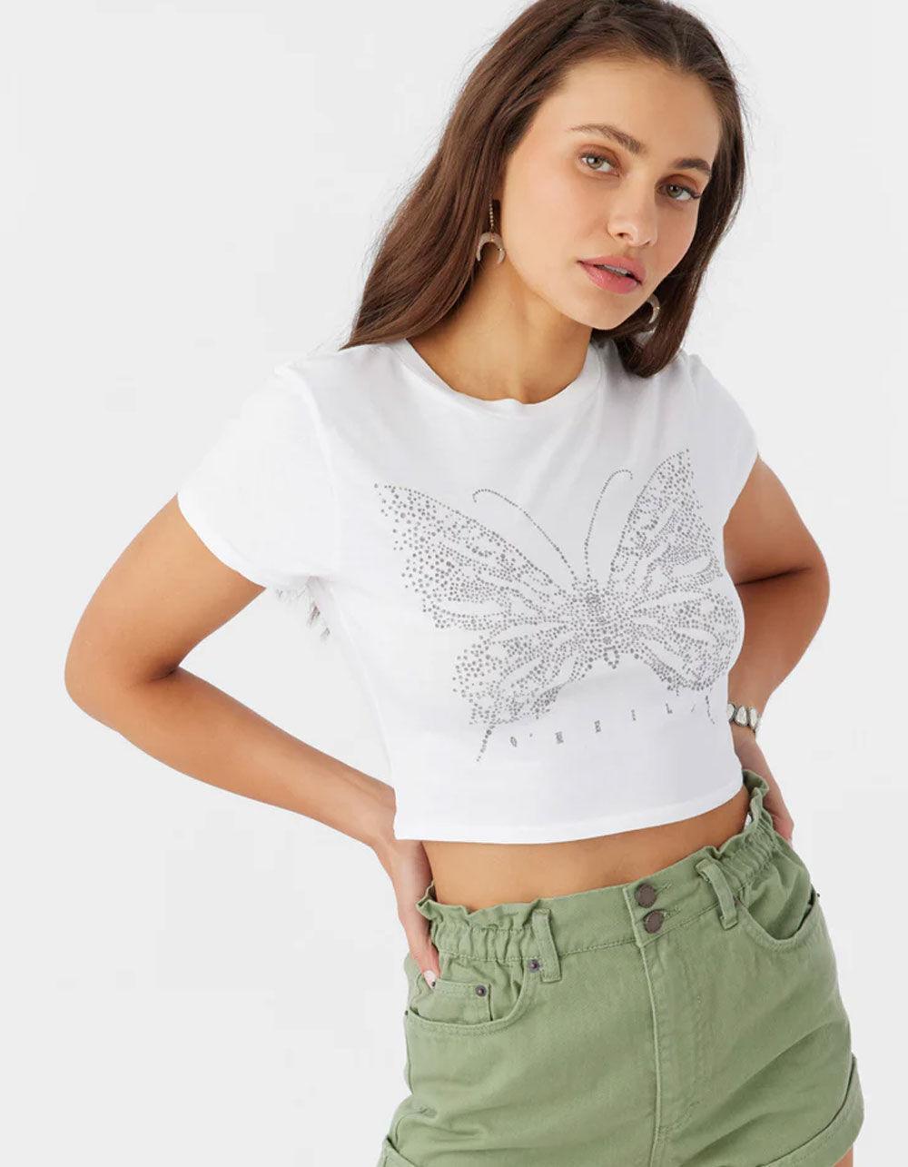 O'NEILL Y2K Butterfly Womens Baby Tee - WHITE Product Image