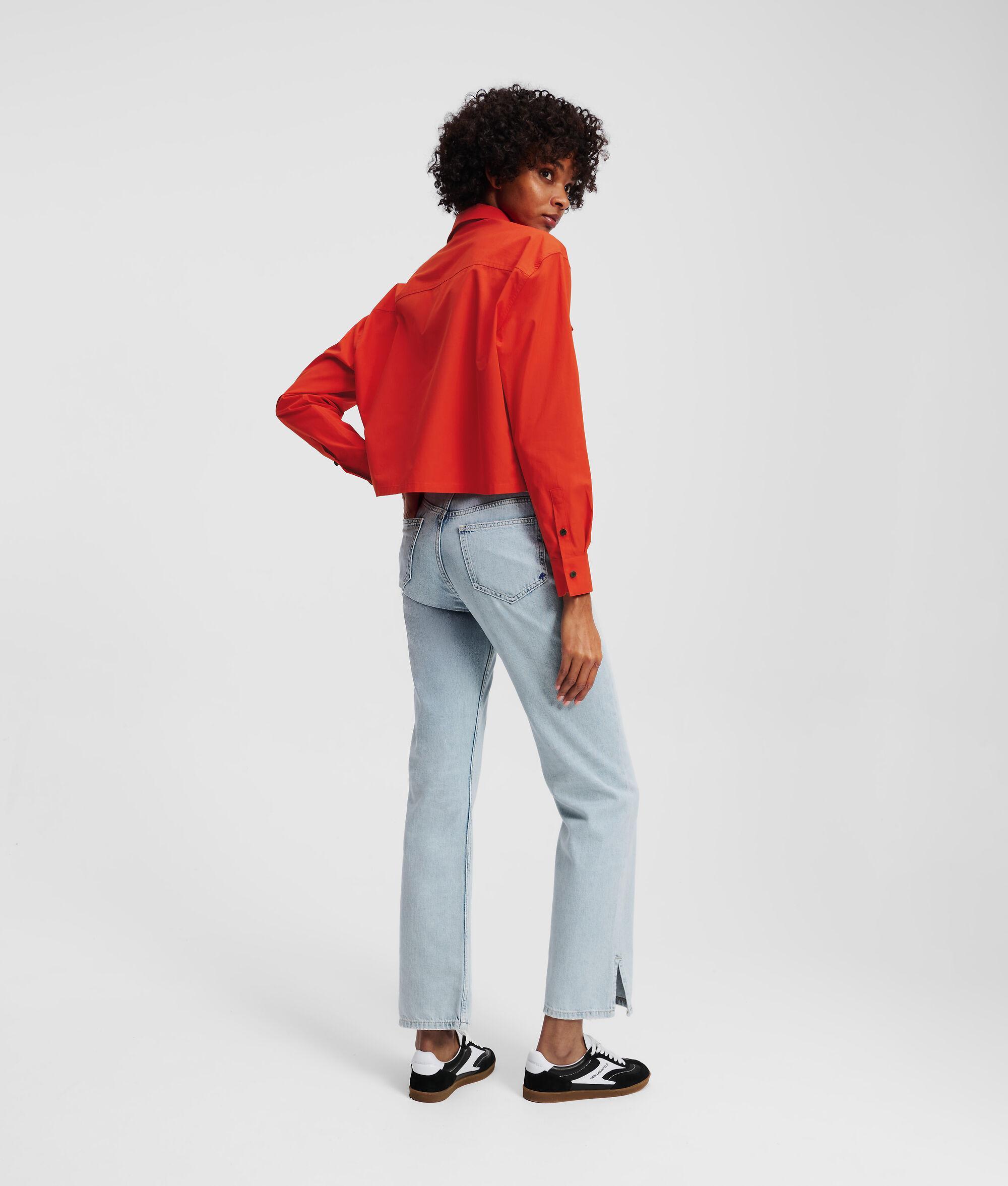 HIGH-RISE SPLIT-HEM STRAIGHT JEANS Product Image