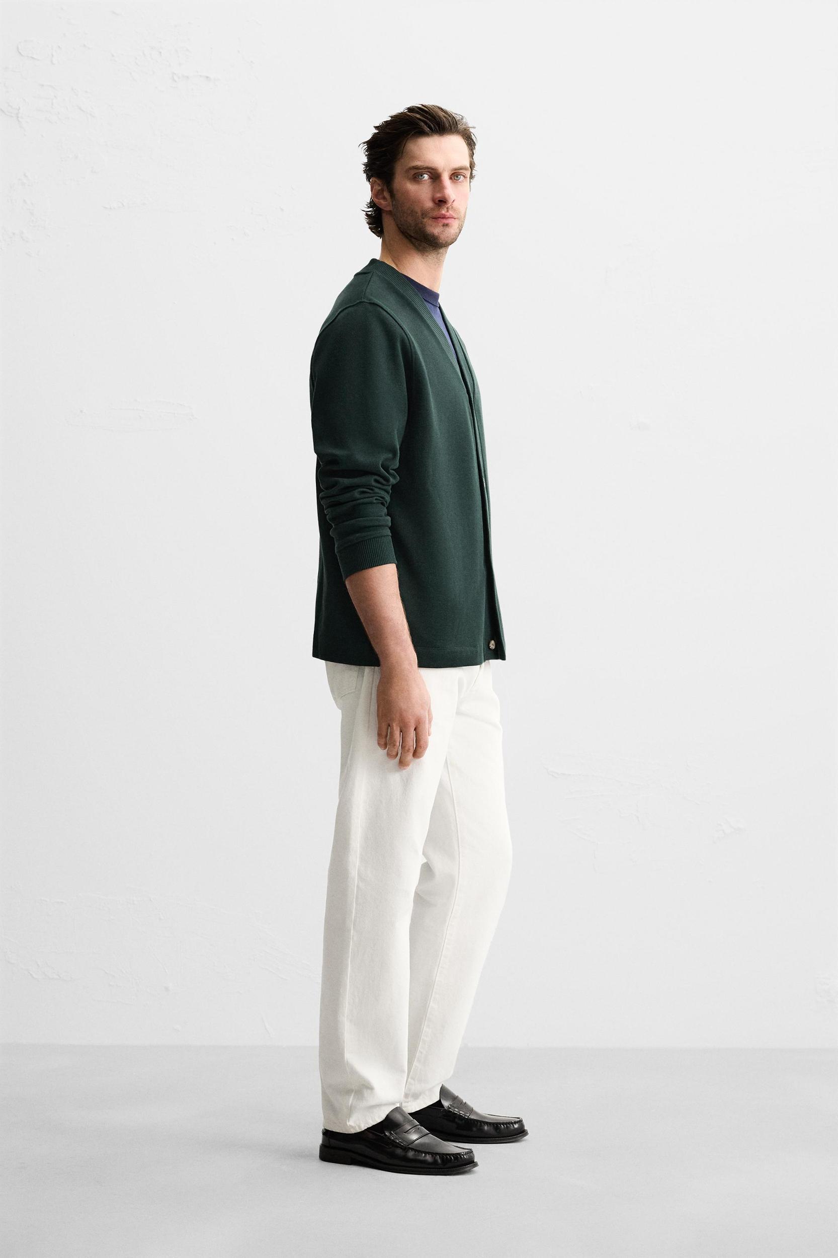 PIQUÉ TEXTURED CARDIGAN Product Image