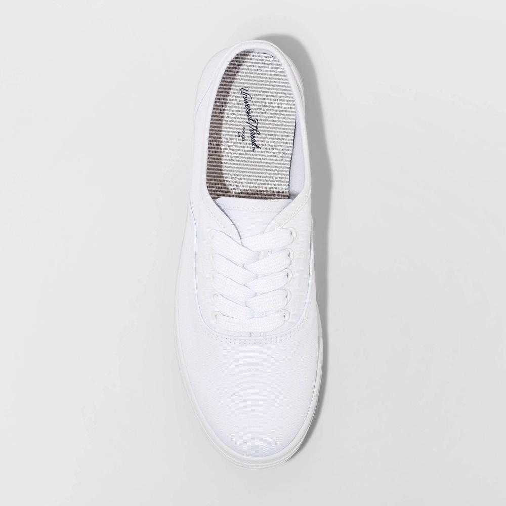 Women's Lunea Wide Width Lace-Up Sneakers - Universal Thread™ White 8W: Canvas Low Top, Non-Marking Sole, Closed Round Toe Product Image