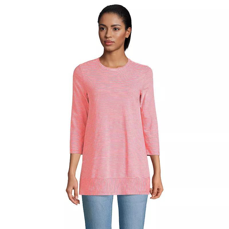 Women's Lands' End Slub Jersey Swing Tunic, Size: XS, White Black Stripe Product Image