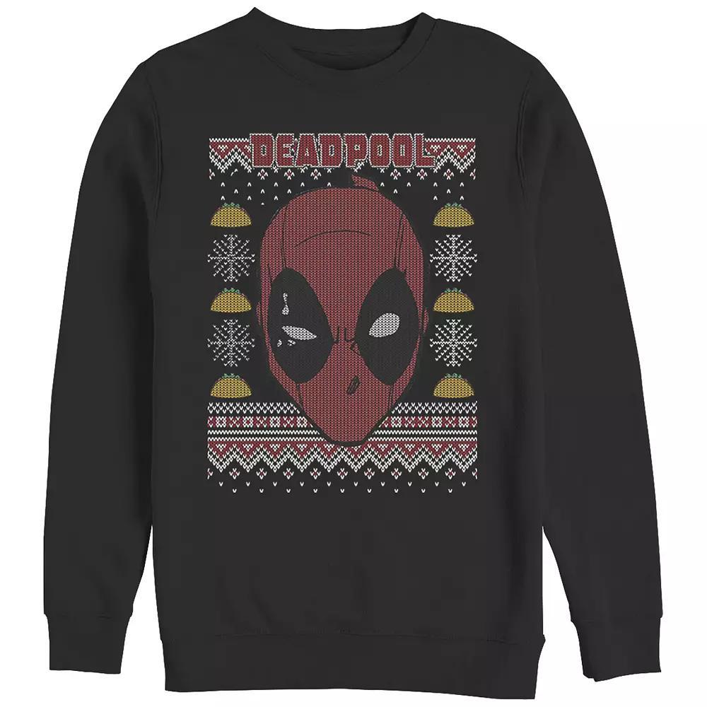 Big & Tall Marvel Deadpool Christmas Sweater Print Graphic Fleece, Men's, Size: 3XB, Black Product Image