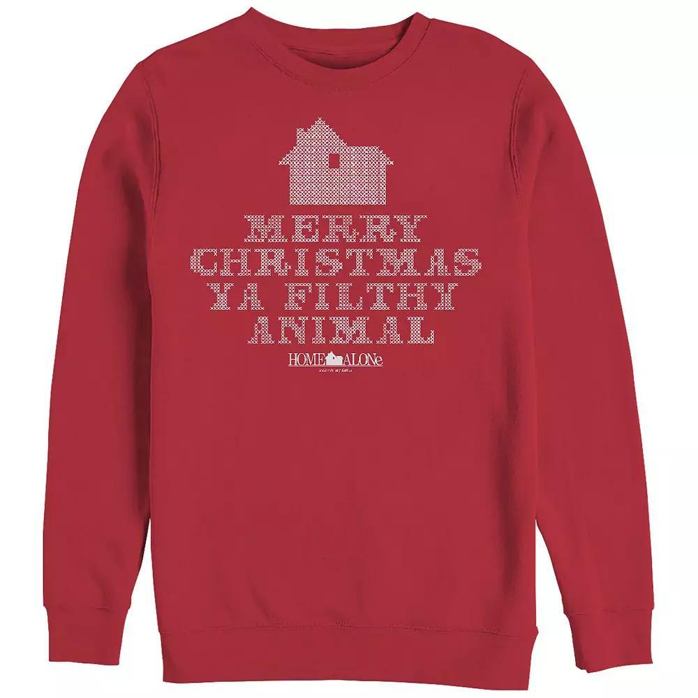 Big & Tall Home Alone Merry Christmas Ya Filthy Animal Cross Stitch Graphic Fleece, Men's, Size: Large, Red Product Image