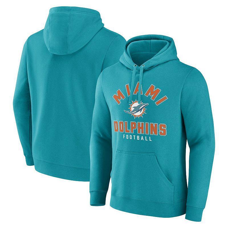 Men's Fanatics Branded  Aqua Miami Dolphins Between the Pylons Pullover Hoodie, Size: 2XL, Turquoise A Product Image