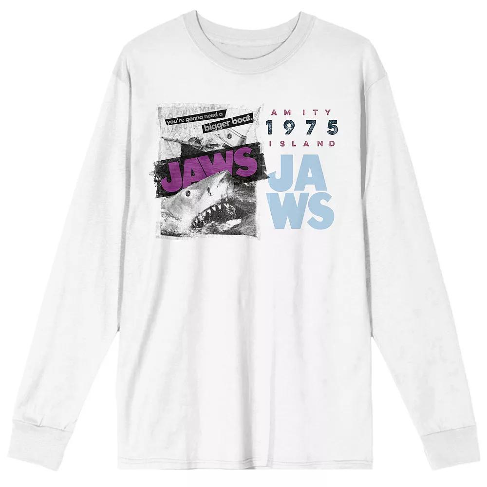Men's Jaws Amity Island 1975 Long Sleeve Tee, Size: Large, White Product Image