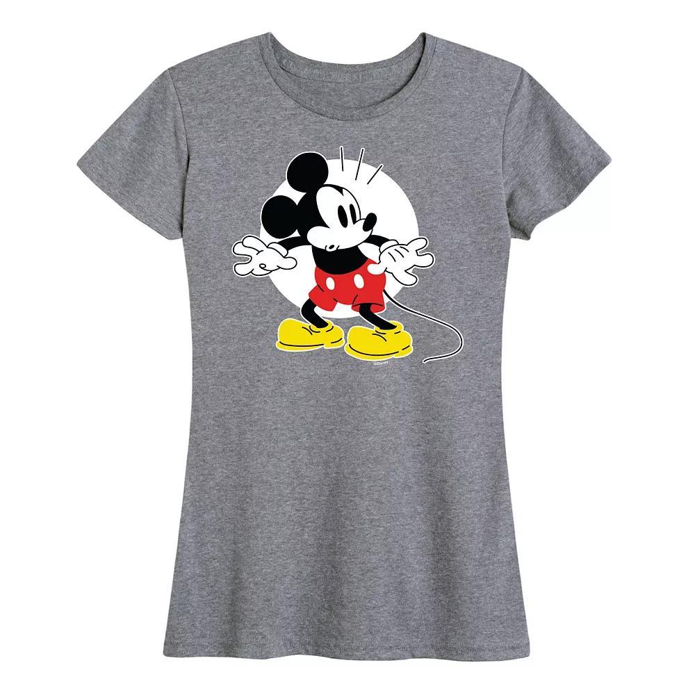 Disneys Mickey Mouse Womens Surprised Graphic Tee Grey Blue Product Image